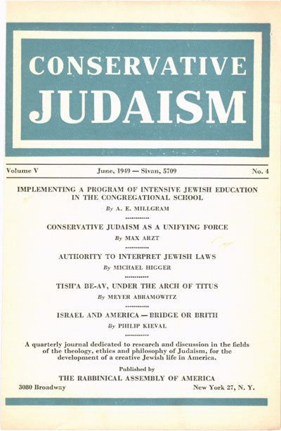 Conservative Judaism as a Unifying Force