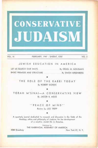 Jewish Education in America - Let Us Search Our Ways