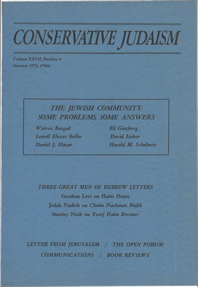 The Jewish Community - Some Problems, Some Answers - Jews in the Changing Urban Environment