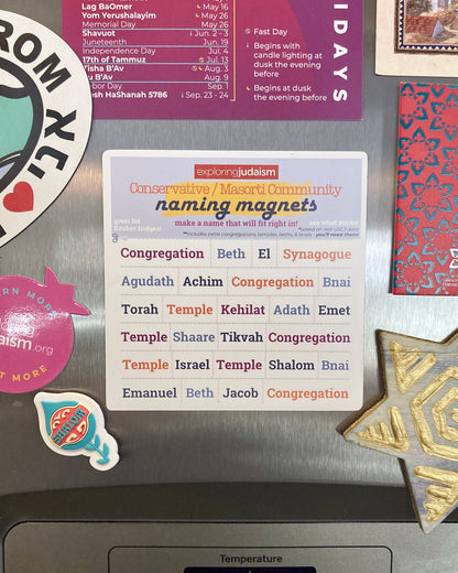 Conservative / Masorti Community Naming Magnets by Exploring Judaism